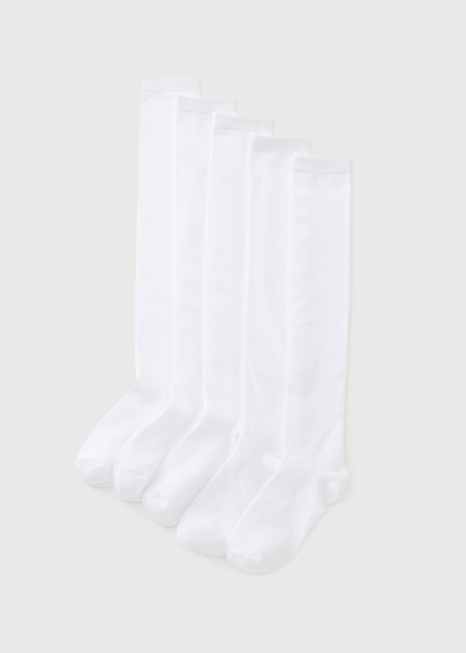 Girls 5 Pack White Over The Knee Socks (Younger 6 - Older 6.5)