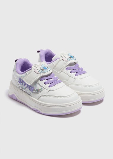 Disney Girls White Stitch Trainers (Younger 4-12)