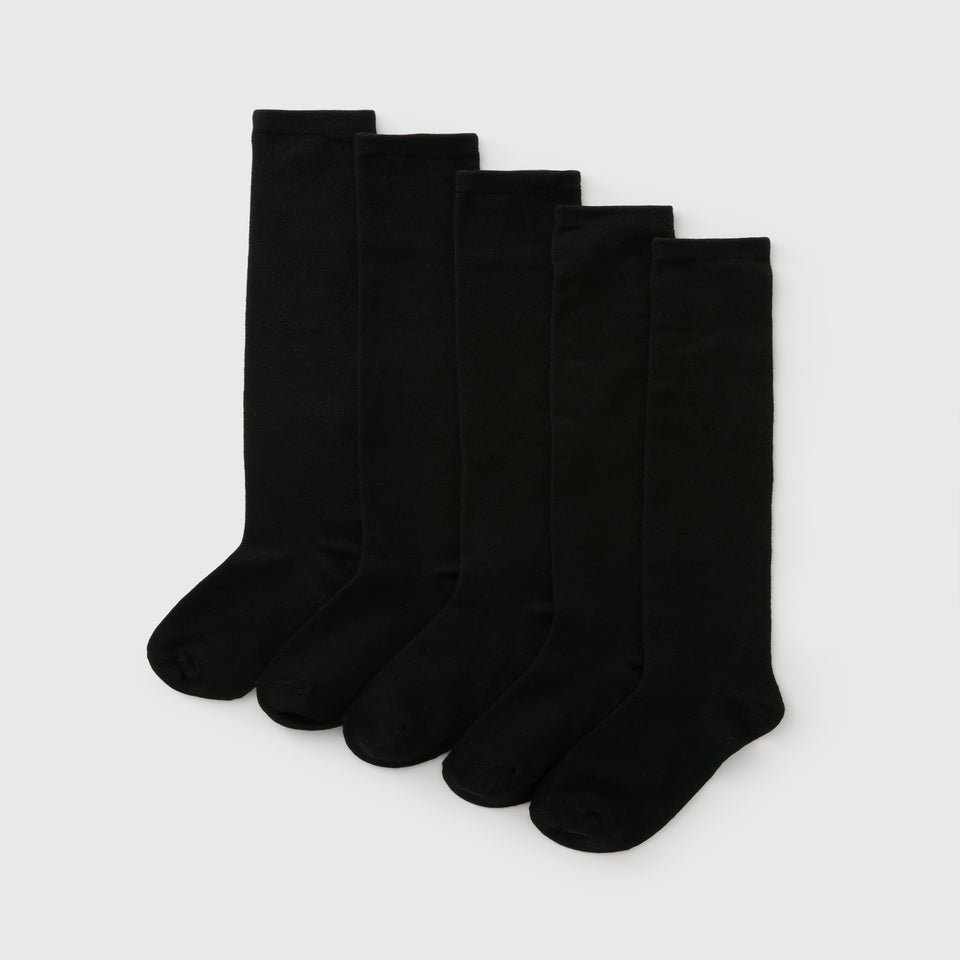5 Pack Black Over The Knee Socks (Younger 6-Older 6.5)