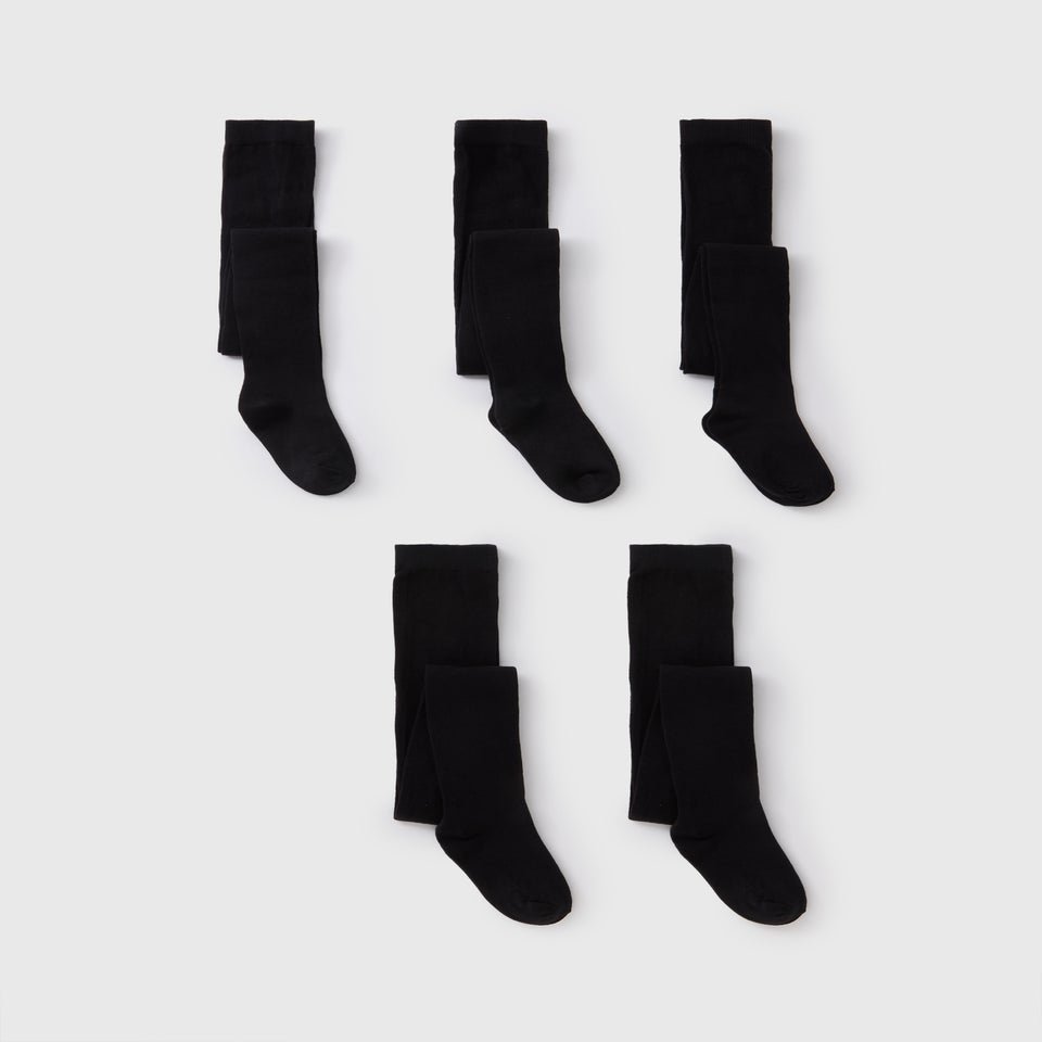 5 Pack Girls Black Soft Tights (2-13yrs)