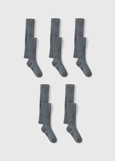 5 Pack Grey Soft Tights (2-13yrs)