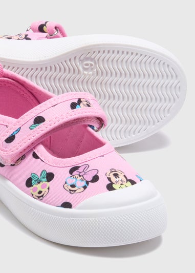 Girls Pink Canvas Minnie Mouse Trainers (Younger 4-12)