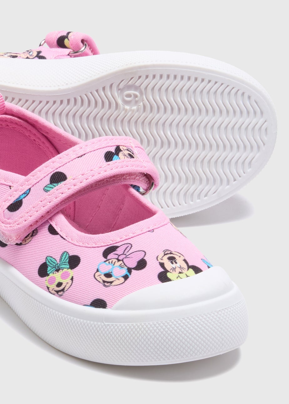 Girls Pink Canvas Minnie Mouse Trainers (Younger 4-12)
