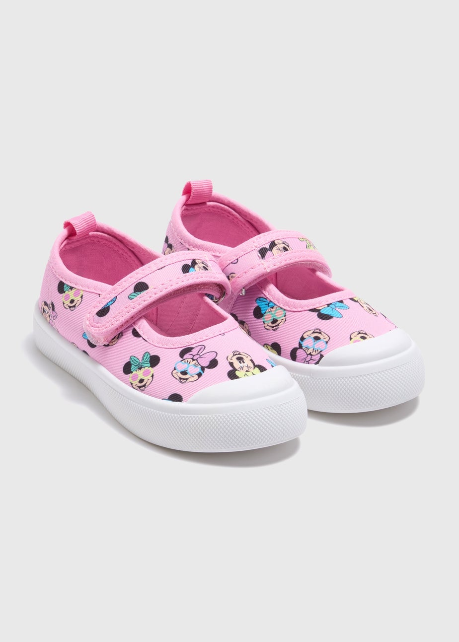 Girls Pink Canvas Minnie Mouse Trainers (Younger 4-12)