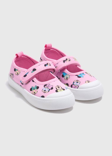 Girls Pink Canvas Minnie Mouse Trainers (Younger 4-12)