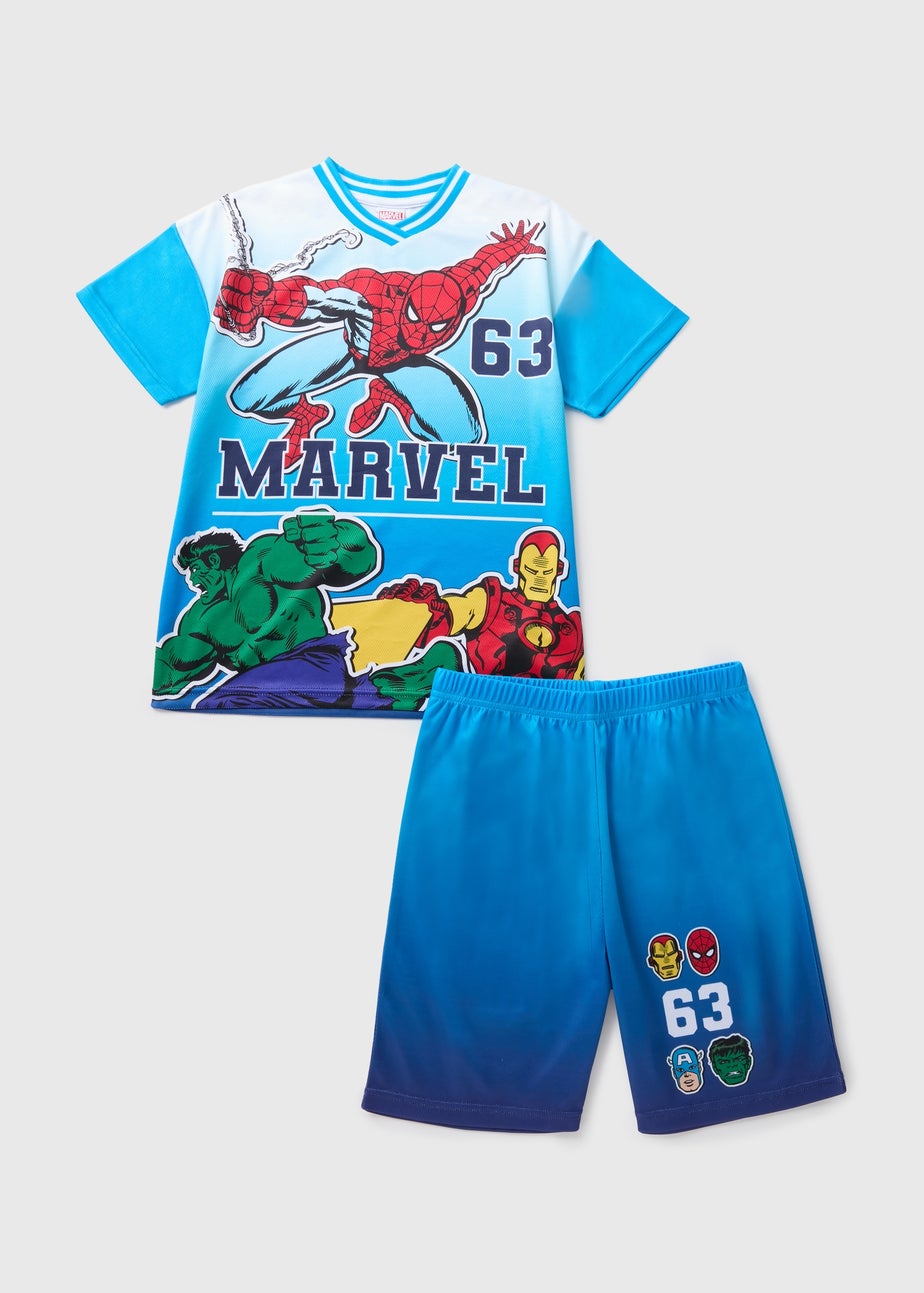 Boys Marvel Blue T-Shirt & Shorts Set (3-13yrs)
