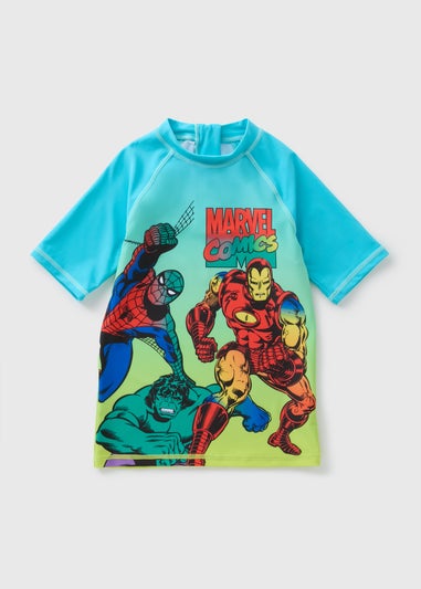 Boys Marvel Blue Rash Vest (4-13yrs)