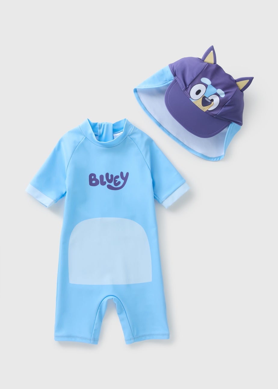 Bluey Kids Blue Surf Suit & Hat Set (12mths-7yrs)