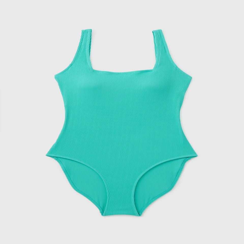 Blue Ribbed Swimsuit