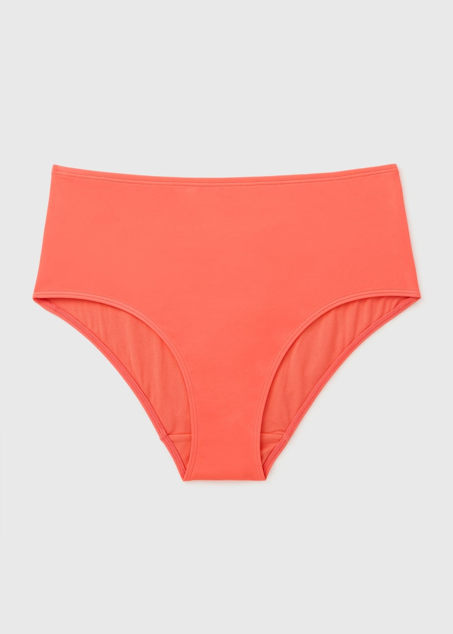 Coral High Waist Bikini Bottoms