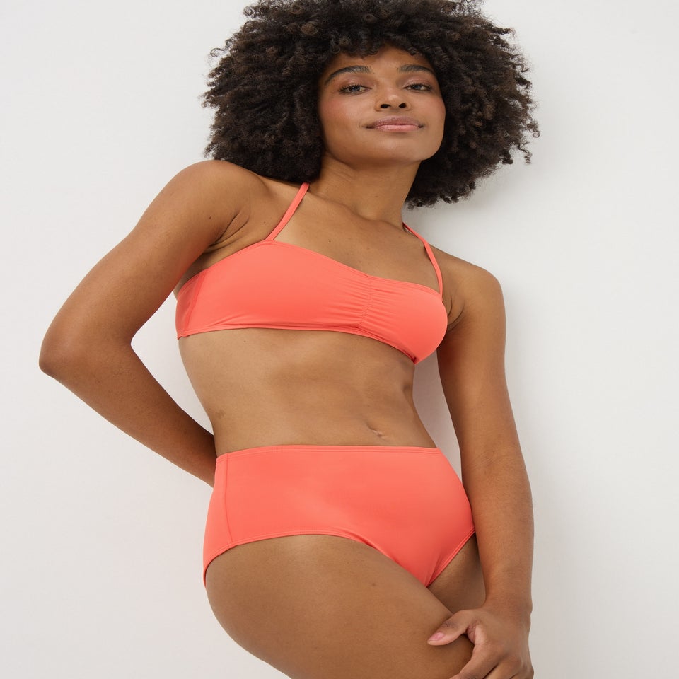 Coral High Waist Bikini Bottoms