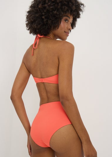 Coral High Waist Bikini Bottoms