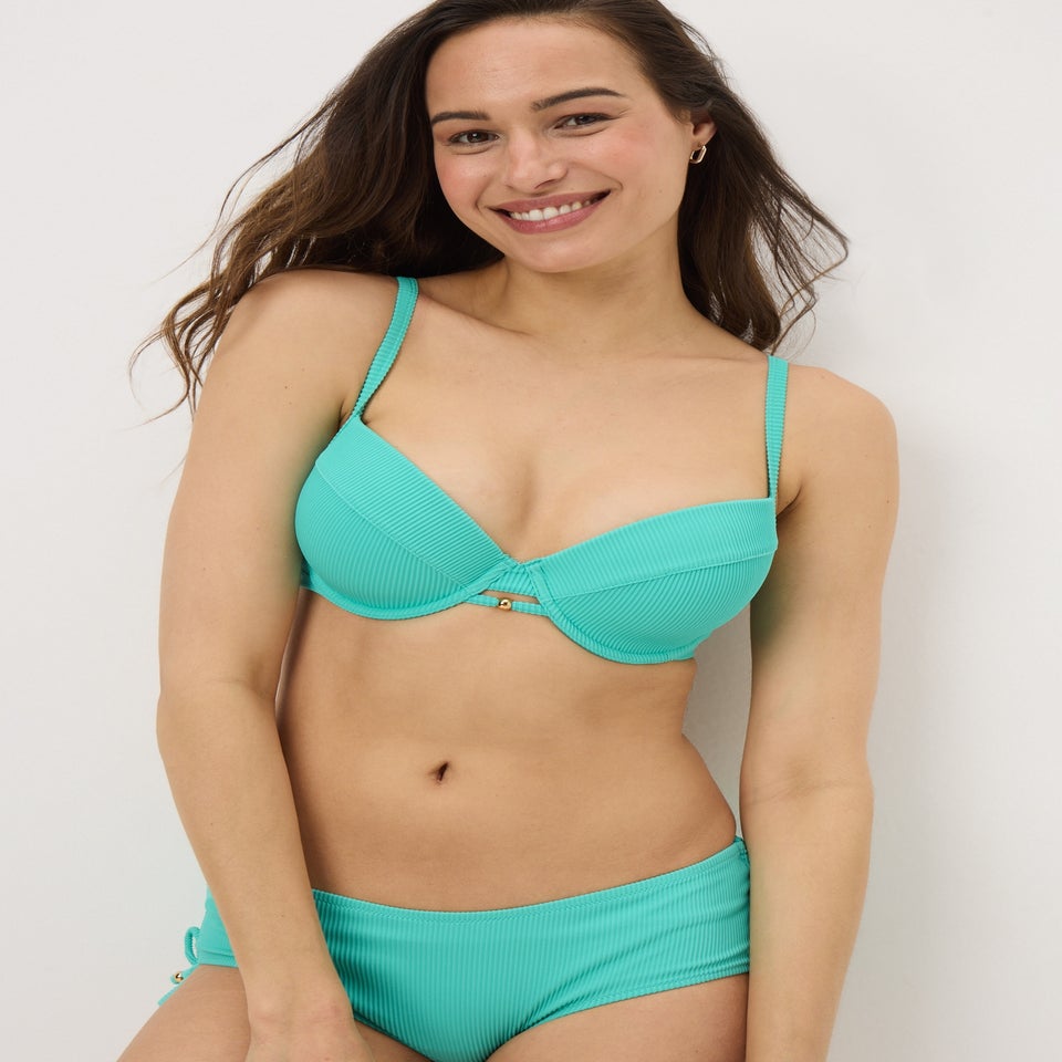 Turquoise Textured Bikini Top