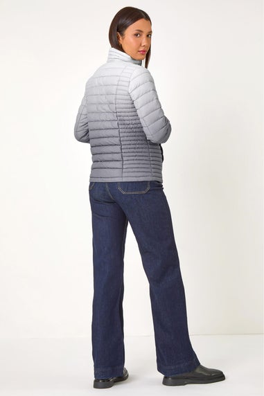 Roman Light Grey Ombre Funnel Padded Coat