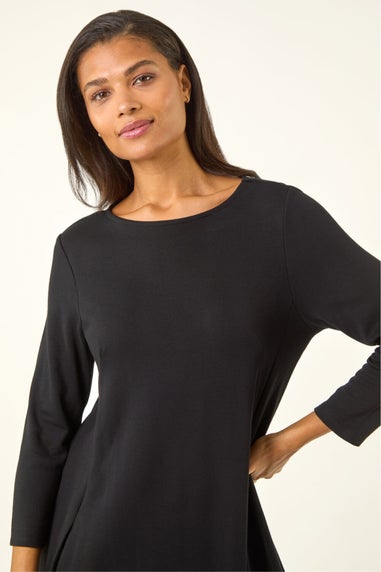 Roman Black A-Line Pocket Detail Swing Dress