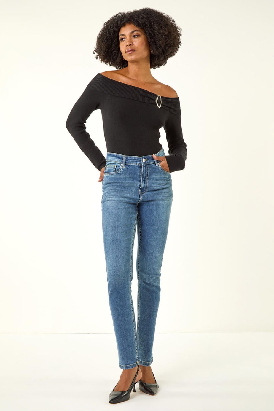 Roman Indigo Slim Leg Stretch Mom Jeans