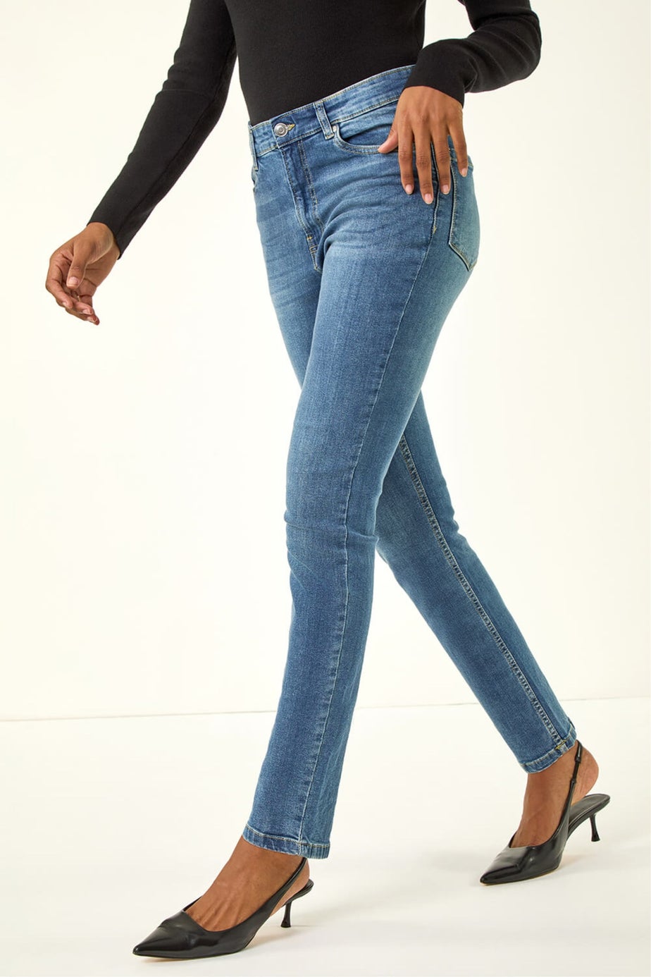 Roman Indigo Slim Leg Stretch Mom Jeans