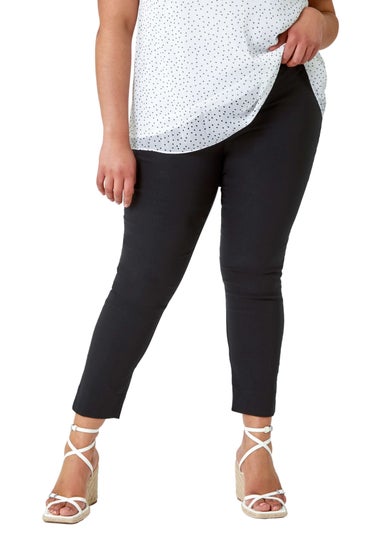 Roman Black Curve Elastic Waist Full Length Trousers