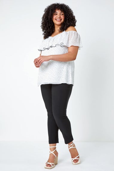 Roman Black Curve Elastic Waist Full Length Trousers