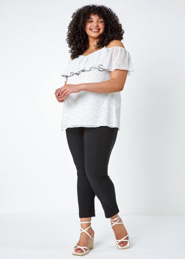 Roman Black Curve Elastic Waist Full Length Trousers