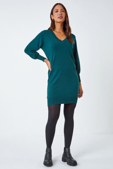 Roman Dark Green Knitted Jumper Dress