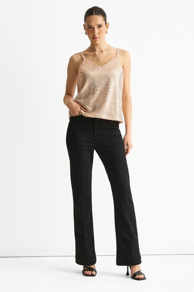 Gini London Champagne Sequin V Neck Cami Top