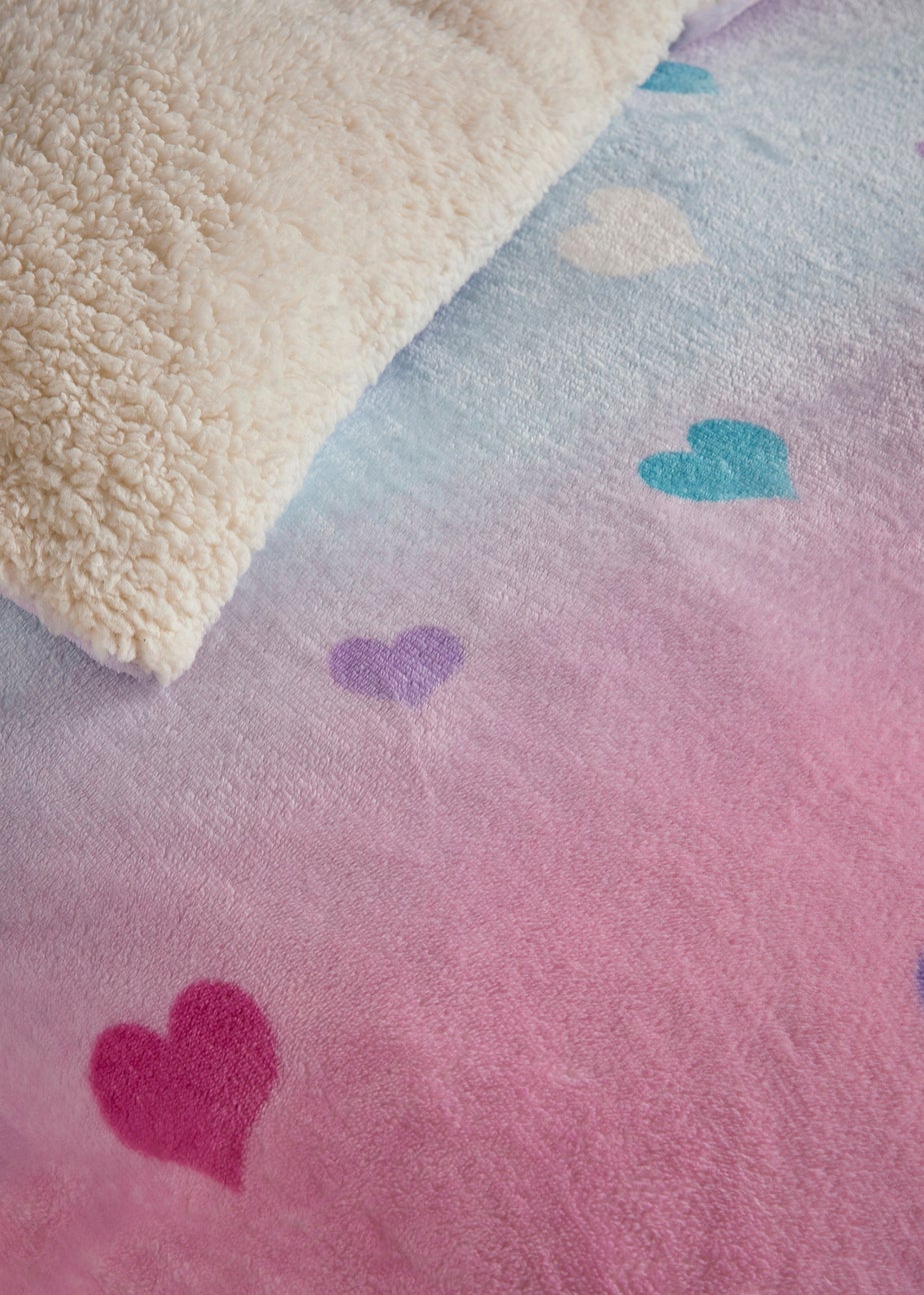 Bedlam Cosy Ombre Heart Pink Plush Duvet Cover Set
