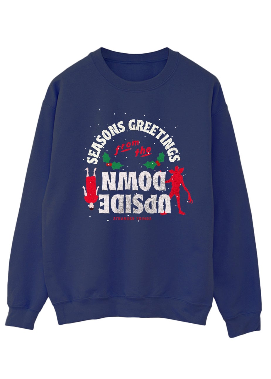 Netflix Stranger Things Upside Down Men Navy Graphic Sweatshirt