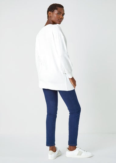 Roman Ivory V-Neck Stretch Jumper