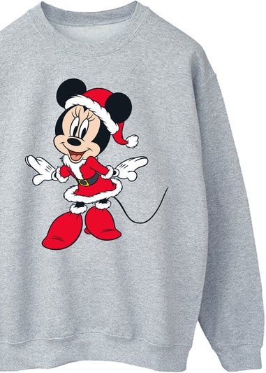 Disney Minnie Mouse Christmas Outfit Women Heather Grey Graphic Sweatshirt