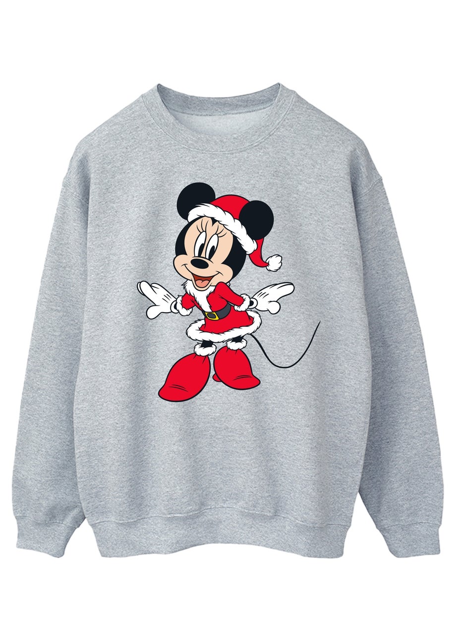 Disney Minnie Mouse Christmas Outfit Women Heather Grey Graphic Sweatshirt