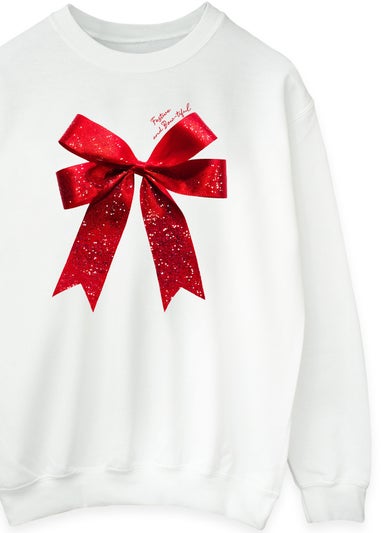 Christmas Bow Women White Graphic Sweatshirt