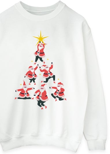 Christmas Santa Tree Women White Graphic Sweatshirt