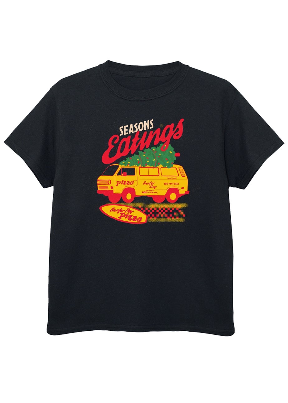 Netflix Stranger Things Eatings Boys Black Graphic T-Shirt (7-13 Years)