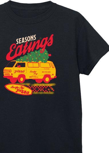 Netflix Stranger Things Eatings Boys Black Graphic T-Shirt (7-13 Years)