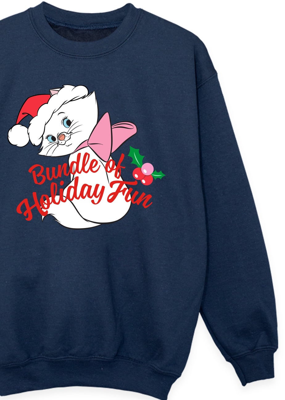 Disney The Aristocats Marie Bundle Of Holiday Fun Girls Navy Graphic Sweatshirt (3-13 Years)