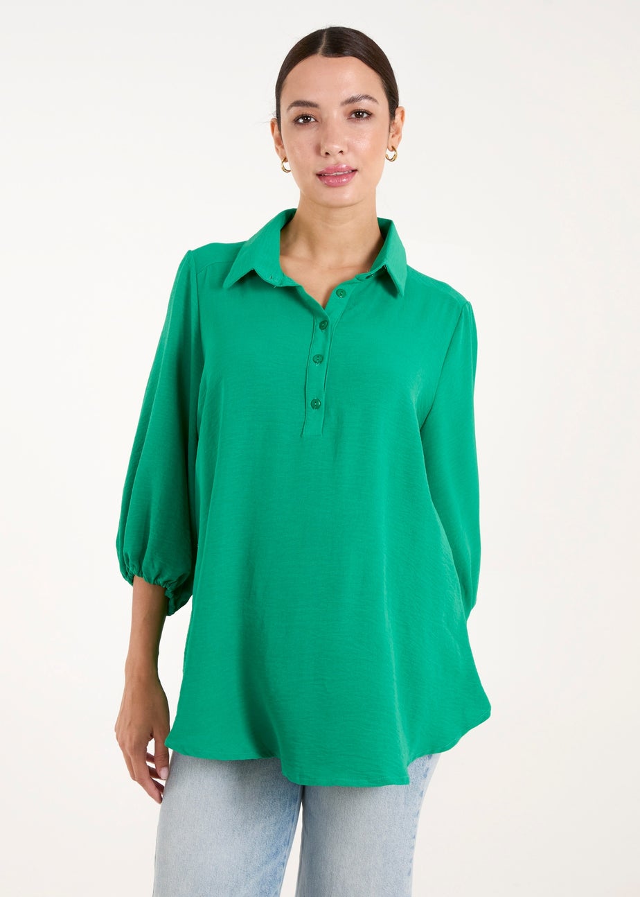 Blue Vanilla Green Front Button Shirt
