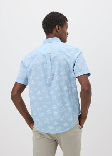 Blue Island Print Short Sleeve Shirt