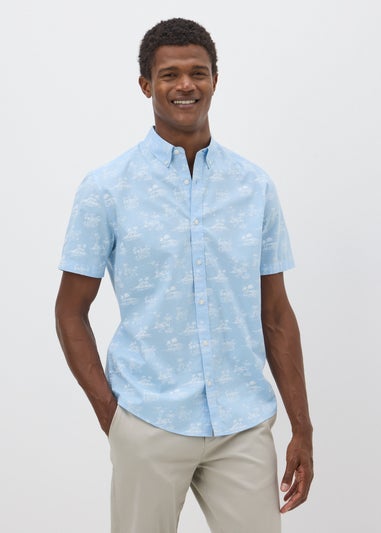 Blue Island Print Short Sleeve Shirt