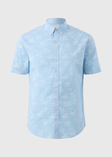 Blue Island Print Short Sleeve Shirt