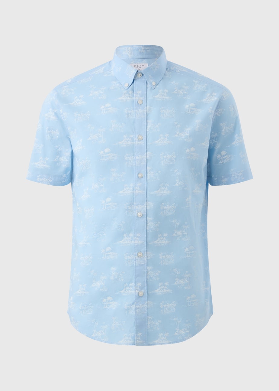 Blue Island Print Short Sleeve Shirt