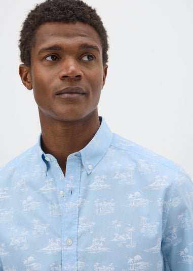 Blue Island Print Short Sleeve Shirt