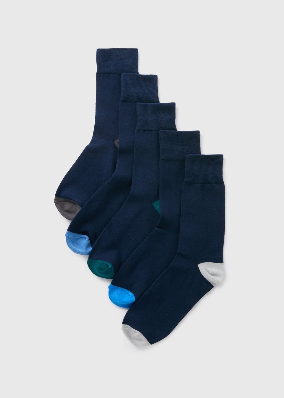 5 Pack Navy Coloured Toe Socks