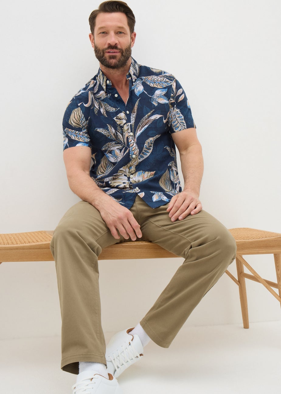 Lincoln Navy Spring Print Shirt