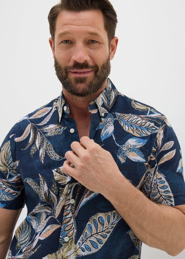 Lincoln Navy Spring Print Shirt