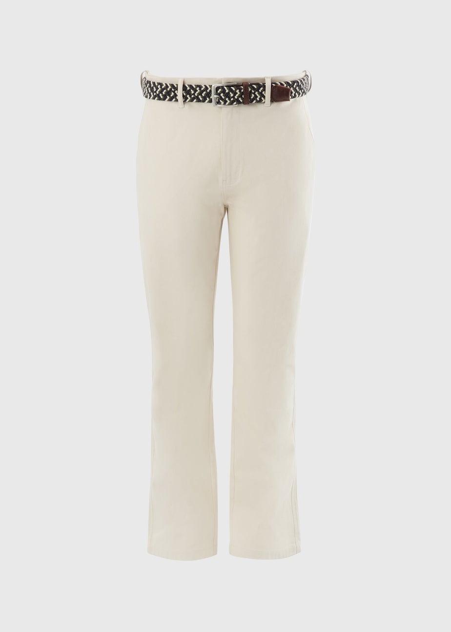Ecru Belted Chino Trousers