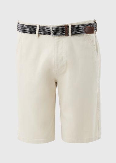 Lincoln Ecru Belted Chino Shorts