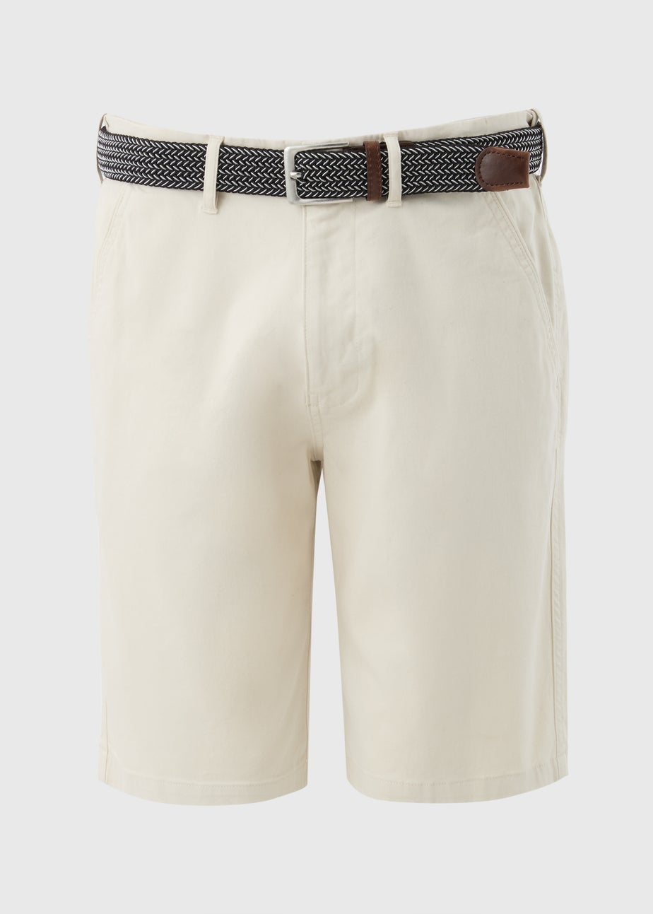 Lincoln Ecru Belted Chino Shorts