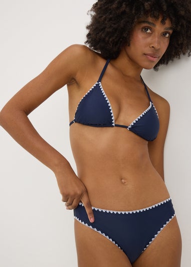 Navy Stitch Mini Bikini Bottoms