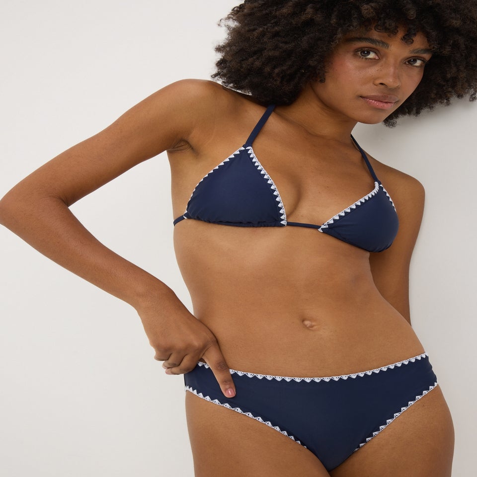 Navy Stitch Mini Bikini Bottoms